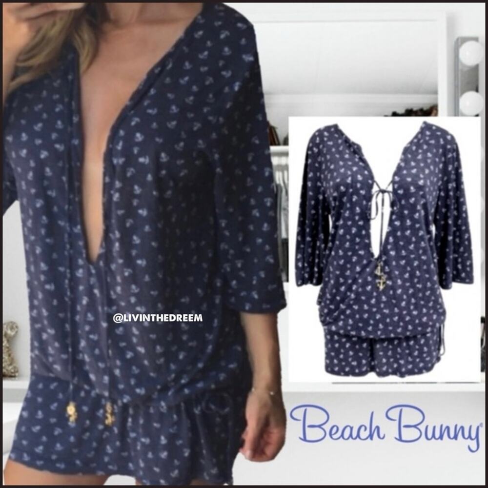 Beach Bunny Navy Anchor Print Swim Coverup